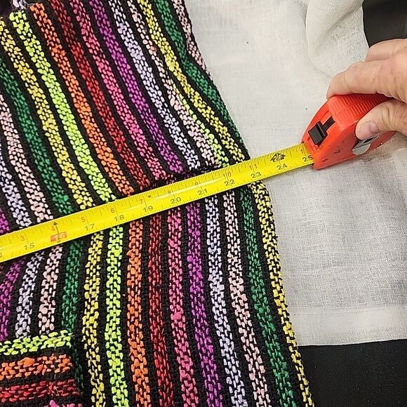 Artesanias Unisex Hoodie Large Bright Colorful Stripes Boho Hippie Aztec Neon - Picture 9 of 11